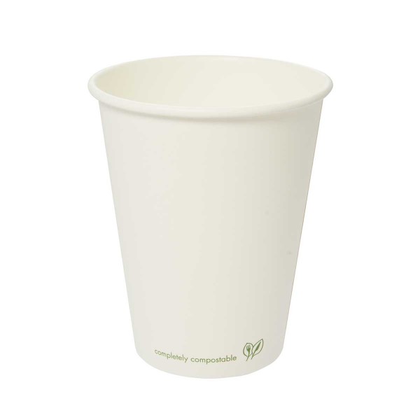 LV-12C Vegware™ Compostable 89-Series 12-ounce Classic Eco White Single Wall Hot Cups